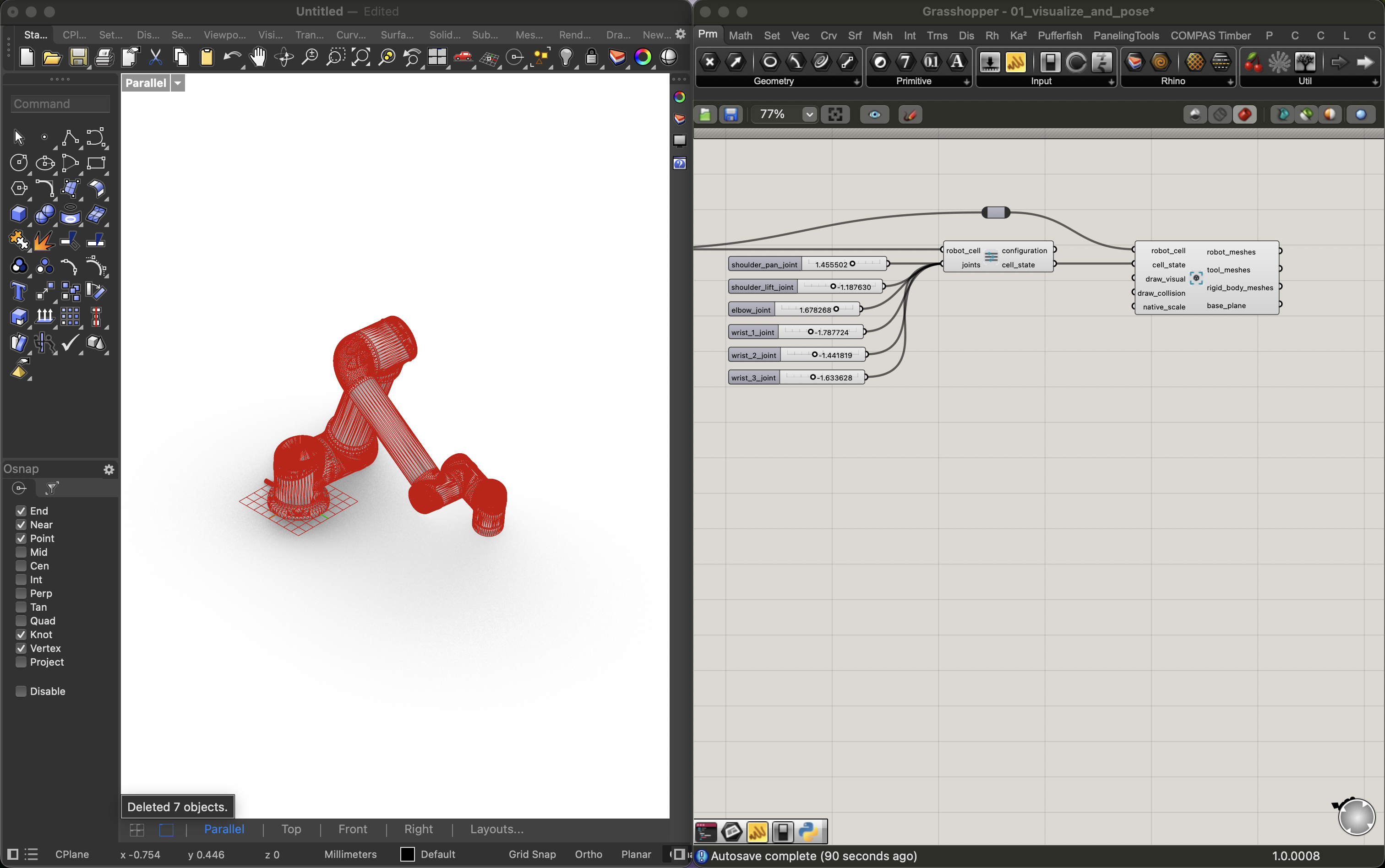 Load a UR5, drive its joints with sliders, and visualize it